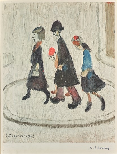 The Family by L.S. Lowry - Offset lithograph printed in colours on wove paper